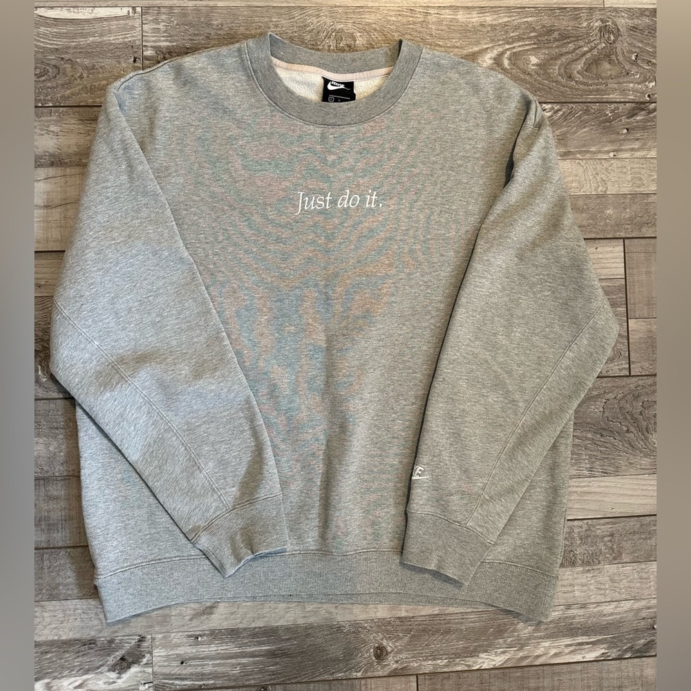 Nike Pullover Sweater Mens L Gray Sportswear Just Do It Loose Heavyweight Crew